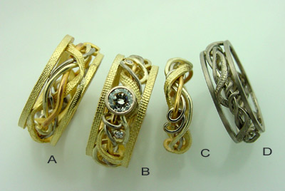 Vine and Trellis Rings with Texture - 4 rings