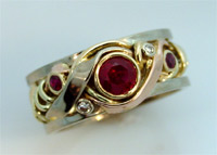 Ruby vine and trellis ring