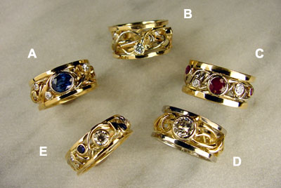 vine and trellis rings with gems